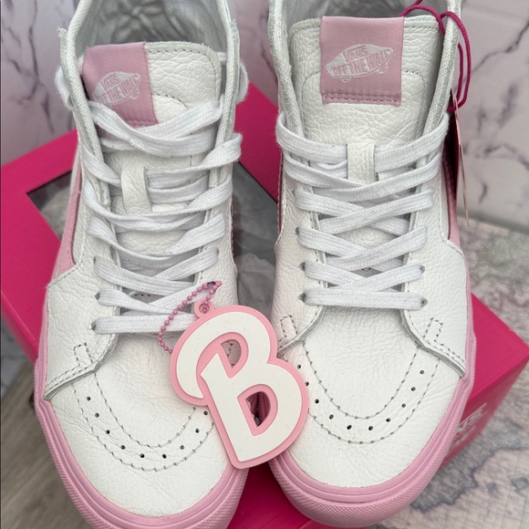 Vans Barbie Women's High-Top Sneakers - Light Pink and White - Picture 4 of 6